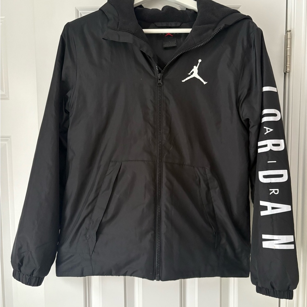 Jordan Black Hooded Jacket with White Logo